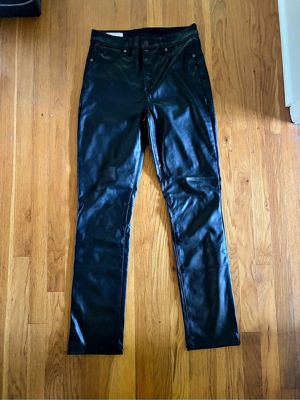 Gap High Rise Vintage Slim Faux-Leather Pants Black Waist 29 Tall